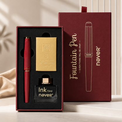 Vintage Fluted Brass Fountain Pen Gift Set (Gold Nib)