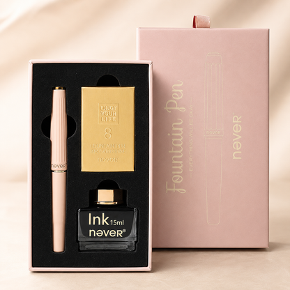 Vintage Fluted Brass Fountain Pen Gift Set (Gold Nib)