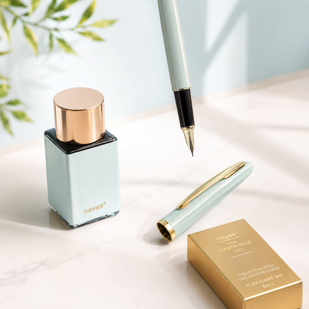 Brass Lacquer Fountain Pen Gift Set (EF Nib)