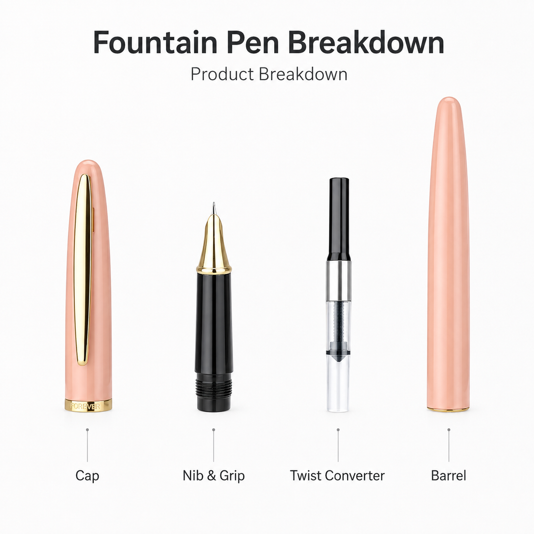 Brass Lacquer Fountain Pen Gift Set (EF Nib)