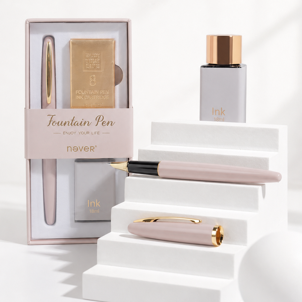 Brass Lacquer Fountain Pen Gift Set (EF Nib)
