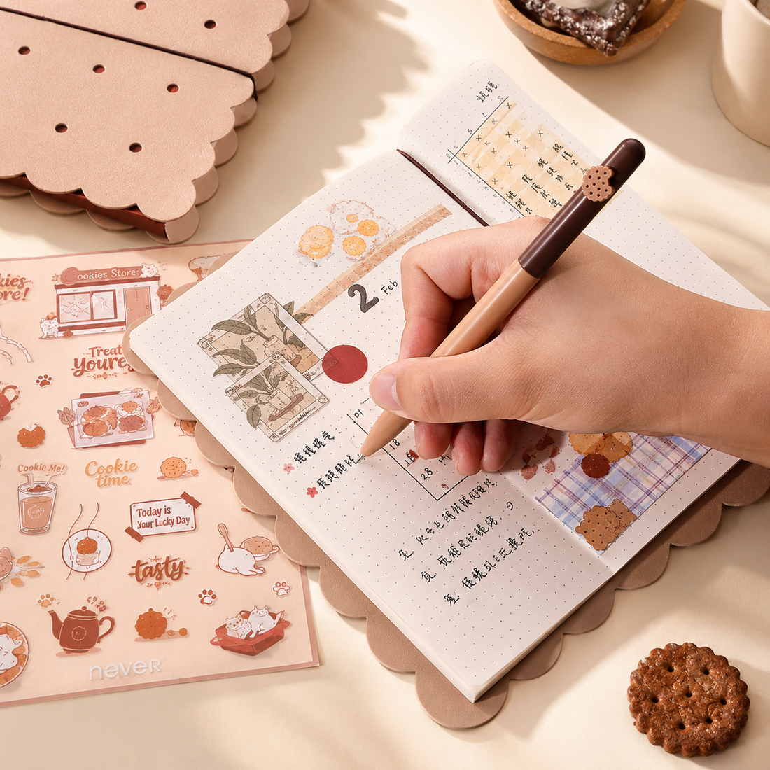 Cookie Time B6 Travel Journal & Gel Pen Stationery Gift Set