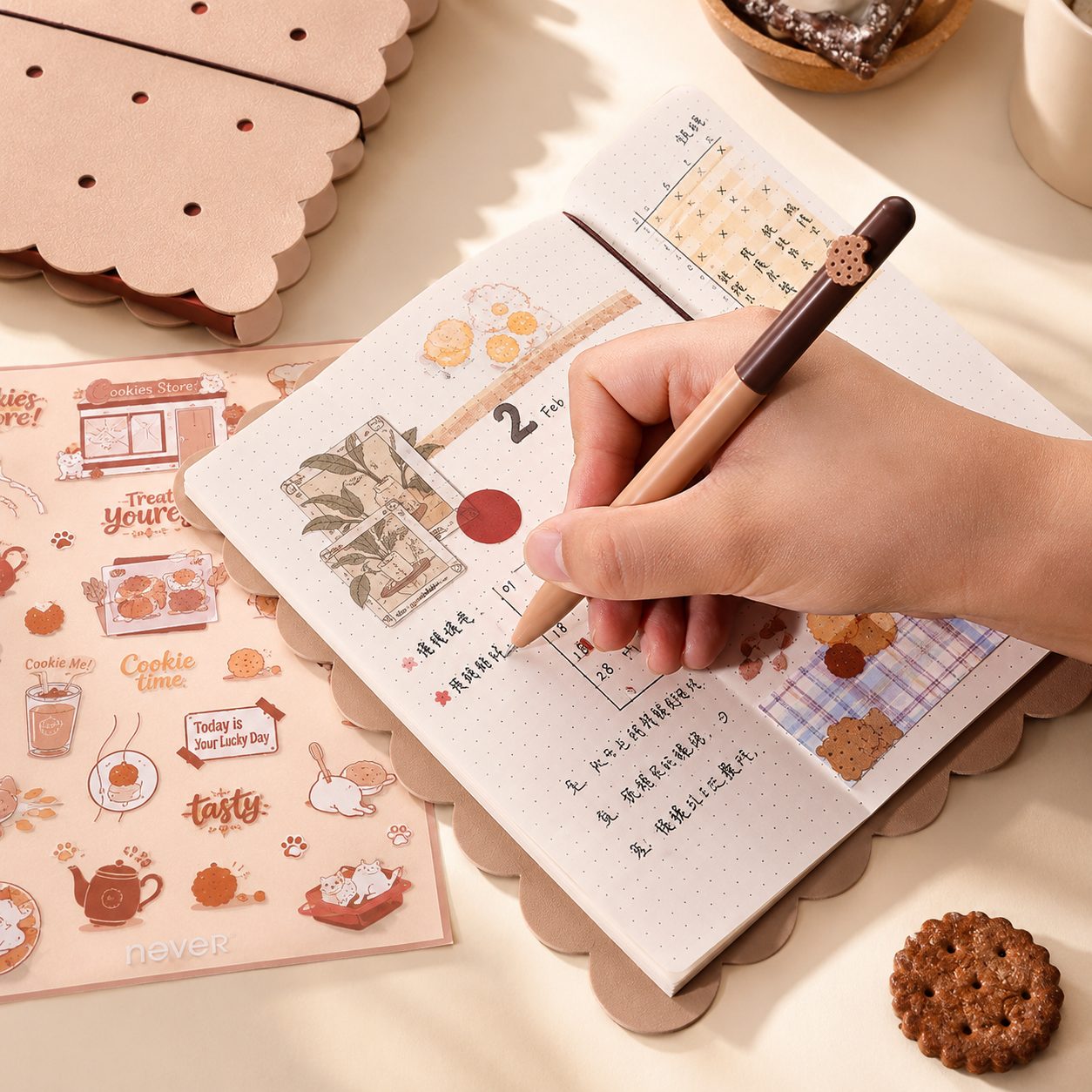 Cookie Time B6 Travel Journal & Gel Pen Stationery Gift Set