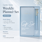 Garden Series Slim Weekly Planner & Crystal Charm Gel Pen Gift Set