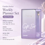 Garden Series Slim Weekly Planner & Crystal Charm Gel Pen Gift Set