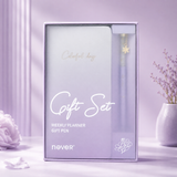 Garden Series Slim Weekly Planner & Crystal Charm Gel Pen Gift Set