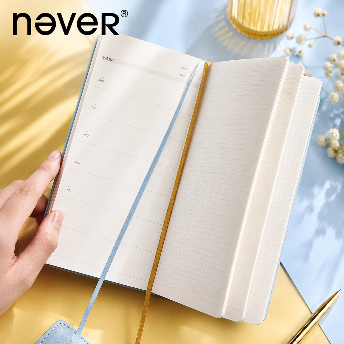 Garden Series Slim Weekly Planner & Crystal Charm Gel Pen Gift Set