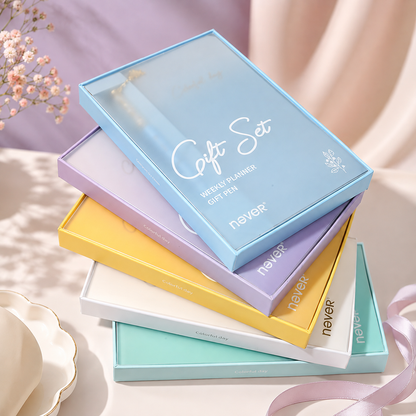 Garden Series Slim Weekly Planner & Crystal Charm Gel Pen Gift Set