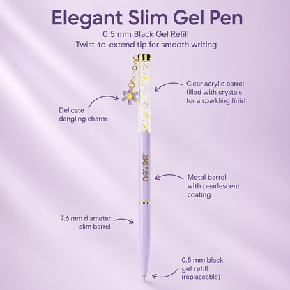 Garden Series Slim Weekly Planner & Crystal Charm Gel Pen Gift Set