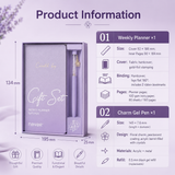 Garden Series Slim Weekly Planner & Crystal Charm Gel Pen Gift Set