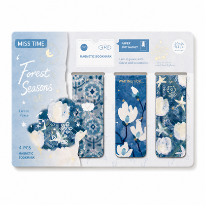 Vintage Floral Magnetic Bookmark Set (4 Pcs)