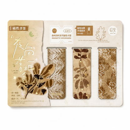 Vintage Floral Magnetic Bookmark Set (4 Pcs)