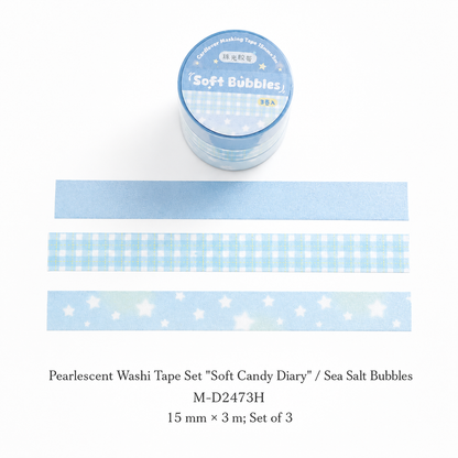 Soft Candy Diary Pearlescent Washi Tape Set (3 Rolls)