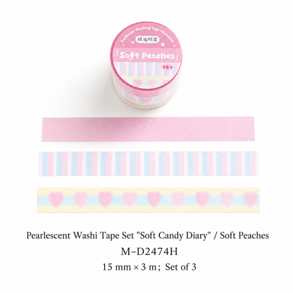 Soft Candy Diary Pearlescent Washi Tape Set (3 Rolls)
