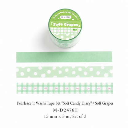 Soft Candy Diary Pearlescent Washi Tape Set (3 Rolls)