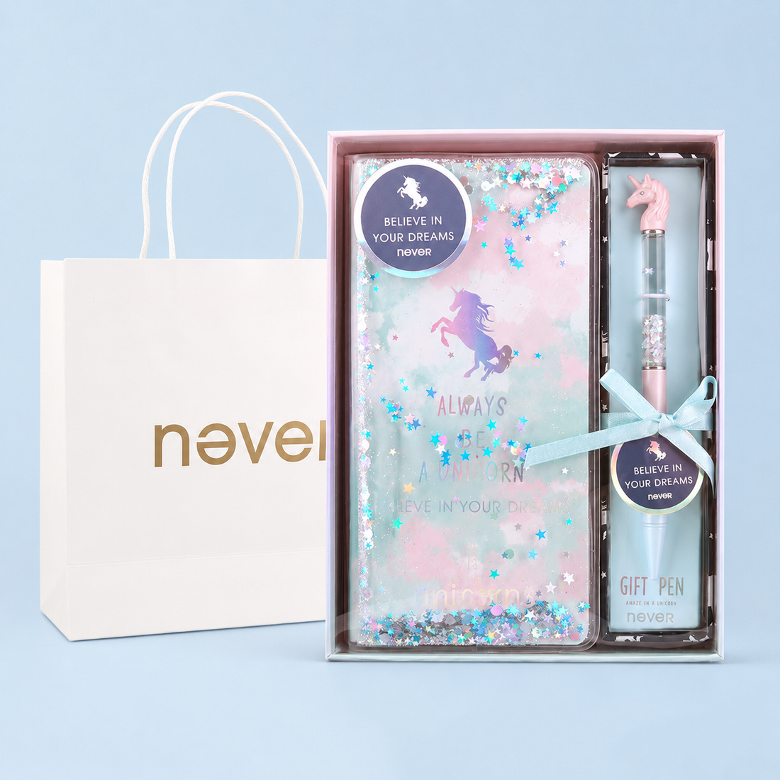 Unicorn Dream Liquid Glitter Journal & Gel Pen Gift Set