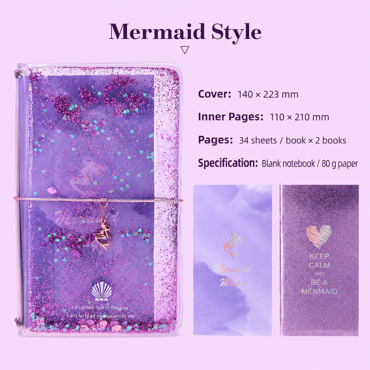 Mermaid Magic Liquid Glitter Journal & Gel Pen Gift Set