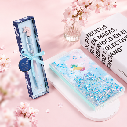 Unicorn Dream Liquid Glitter Journal & Gel Pen Gift Set