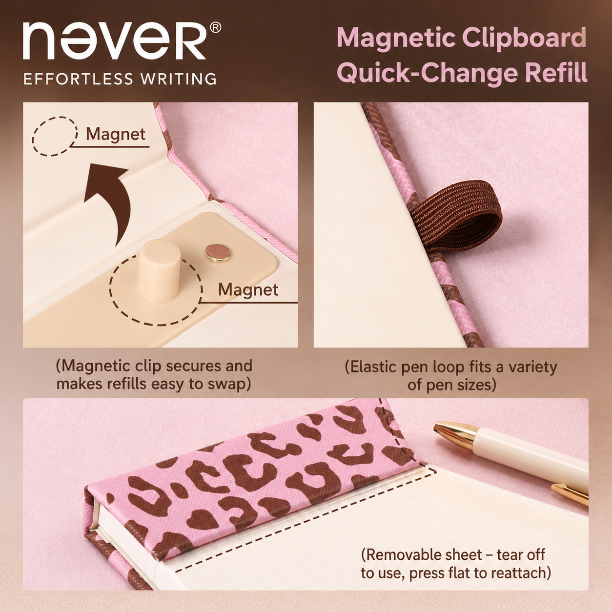 A5 Magnetic Clipboard Notepad Set Leopard Series by never - packaging view for aesthetic stationery | Lumiyear