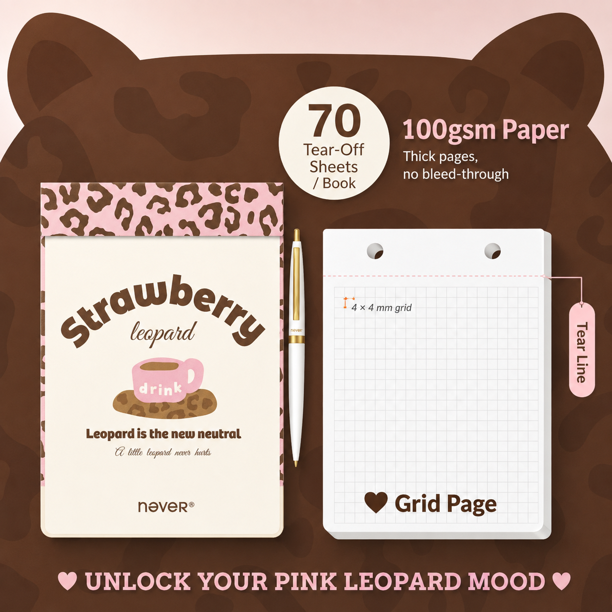 A5 Magnetic Clipboard Notepad Set Leopard Series by never - color option view for aesthetic stationery | Lumiyear
