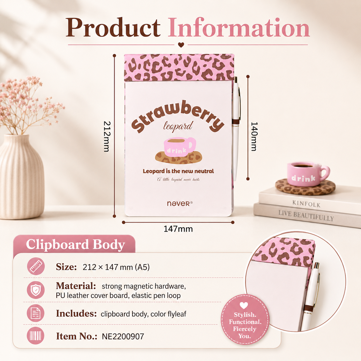 A5 Magnetic Clipboard Notepad Set Leopard Series by never - color option view for aesthetic stationery | Lumiyear
