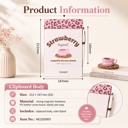 A5 Magnetic Clipboard Notepad Set Leopard Series by never - color option view for aesthetic stationery | Lumiyear