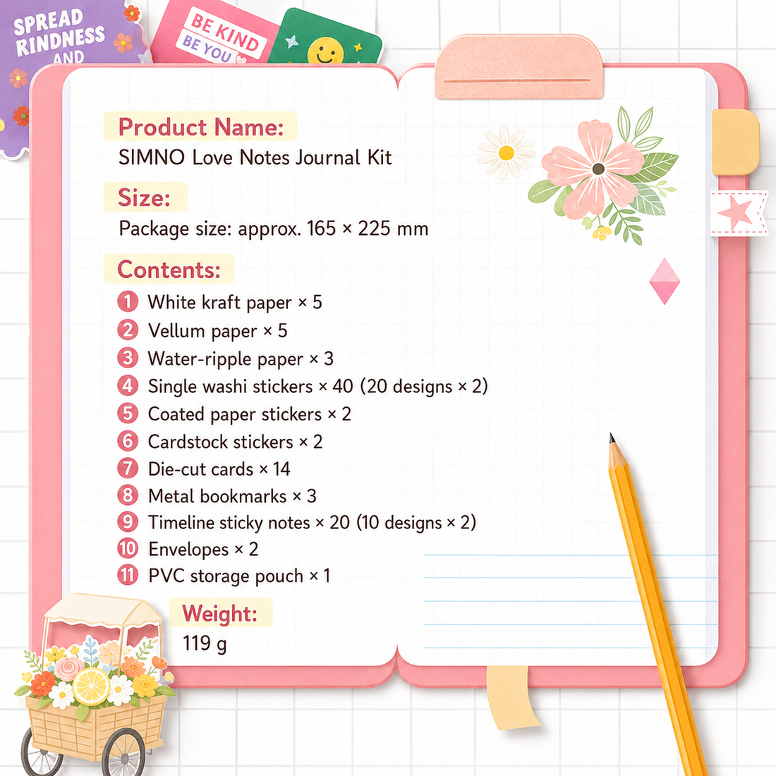 SIMNO Scrapbook Journal Kit (97-Piece Set)