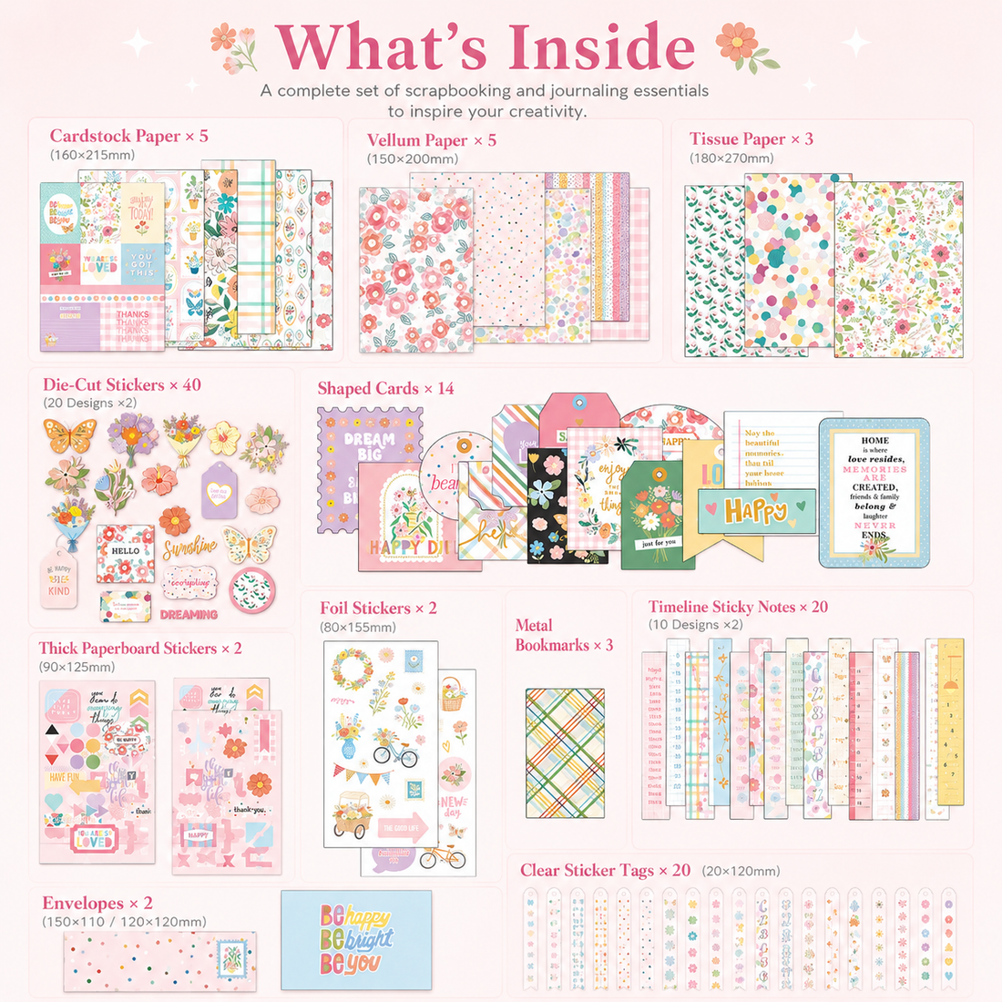 SIMNO Scrapbook Journal Kit (97-Piece Set)