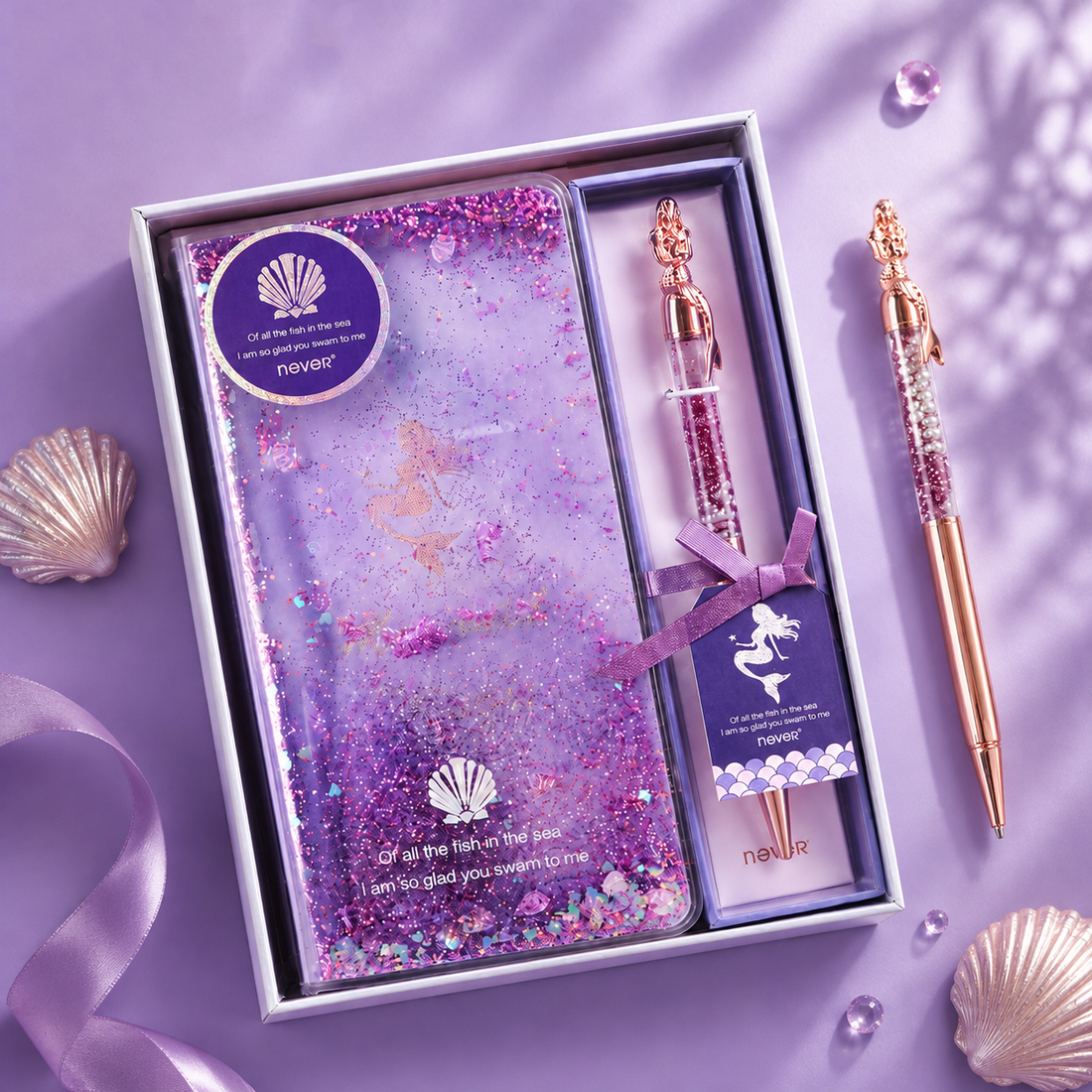Mermaid Magic Liquid Glitter Journal & Gel Pen Gift Set