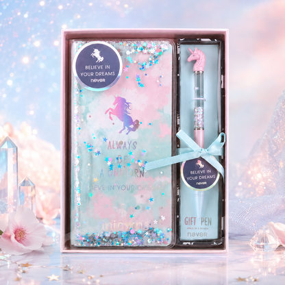 Unicorn Dream Liquid Glitter Journal & Gel Pen Gift Set