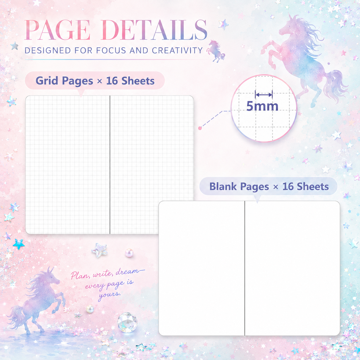 Unicorn Dream Liquid Glitter Journal & Gel Pen Gift Set