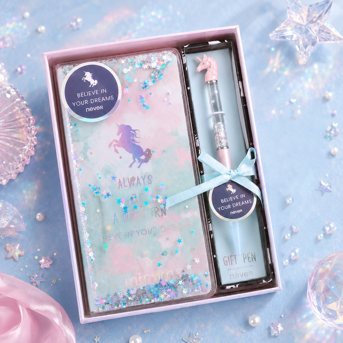 Unicorn Dream Liquid Glitter Journal & Gel Pen Gift Set