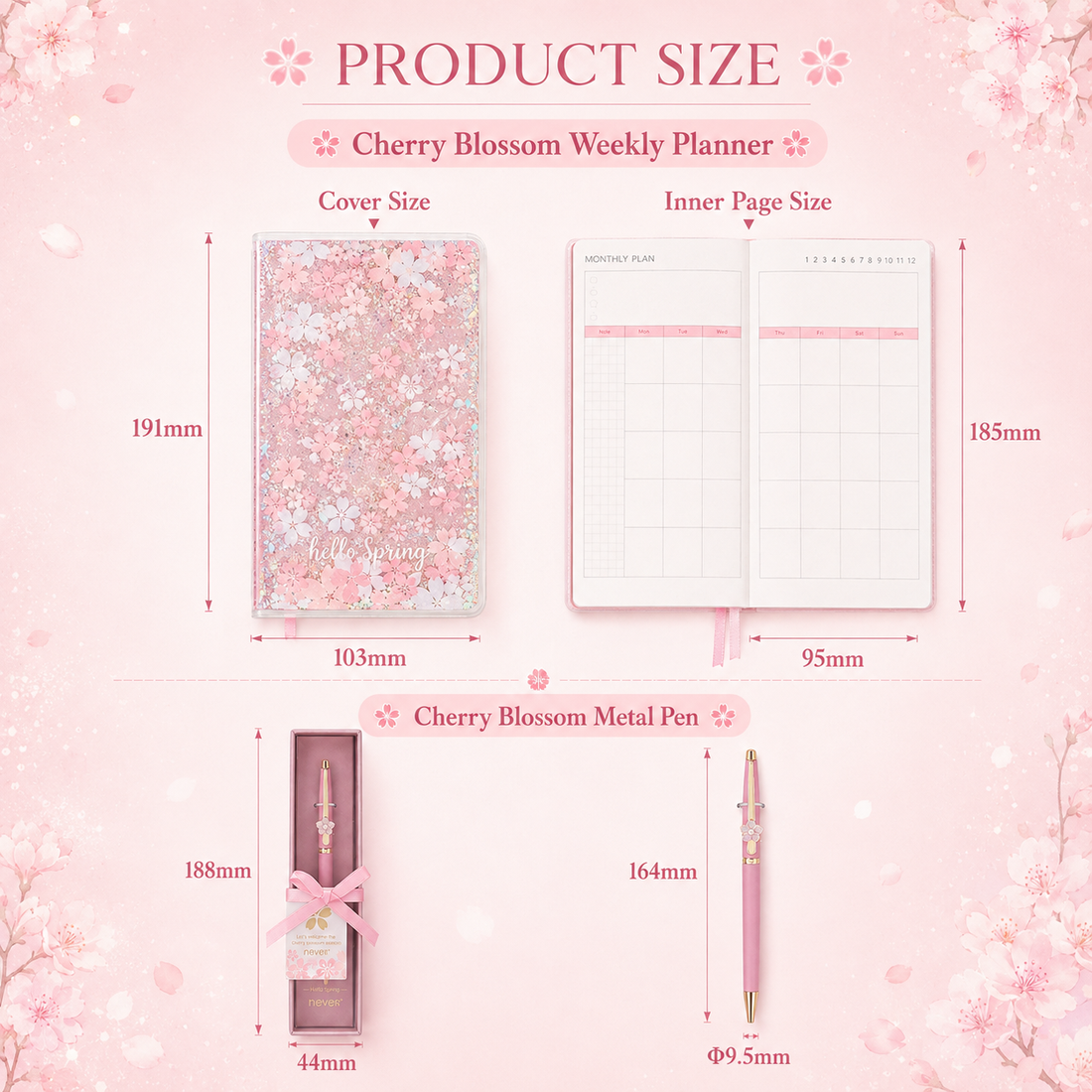 Sakura Spring Liquid Glitter Journal & Gel Pen Gift Set