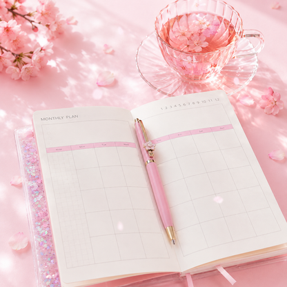 Sakura Spring Liquid Glitter Journal & Gel Pen Gift Set