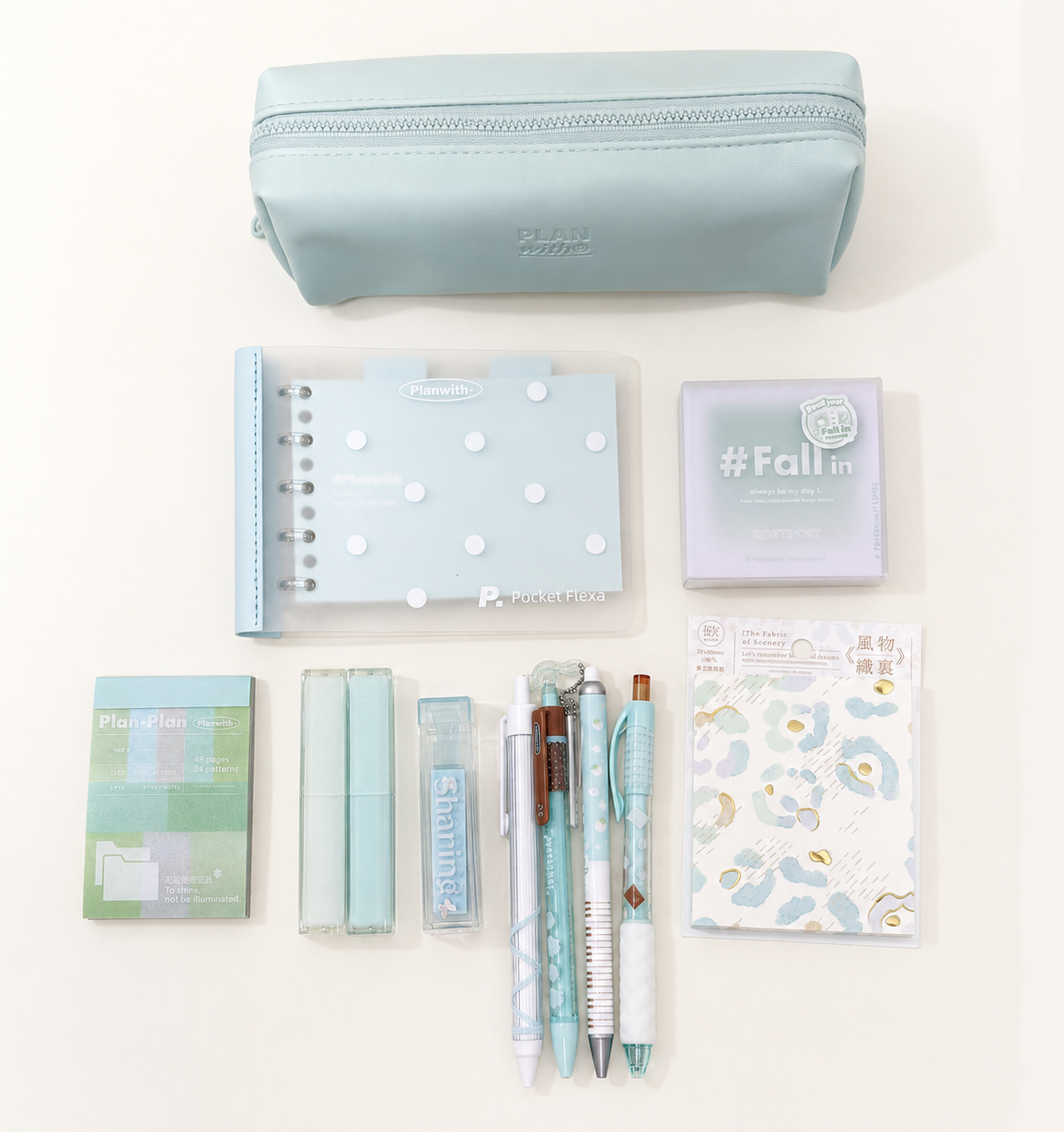 Aesthetic Mint Green Stationery Gift Set by Planwith - main product view for stationery gift set | Lumiyear
