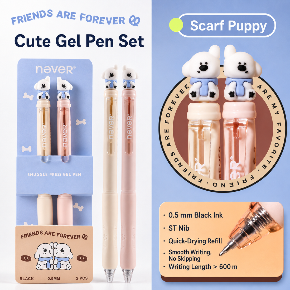 Snuggle Press Cute Animal Gel Pen Set (2 Pcs)