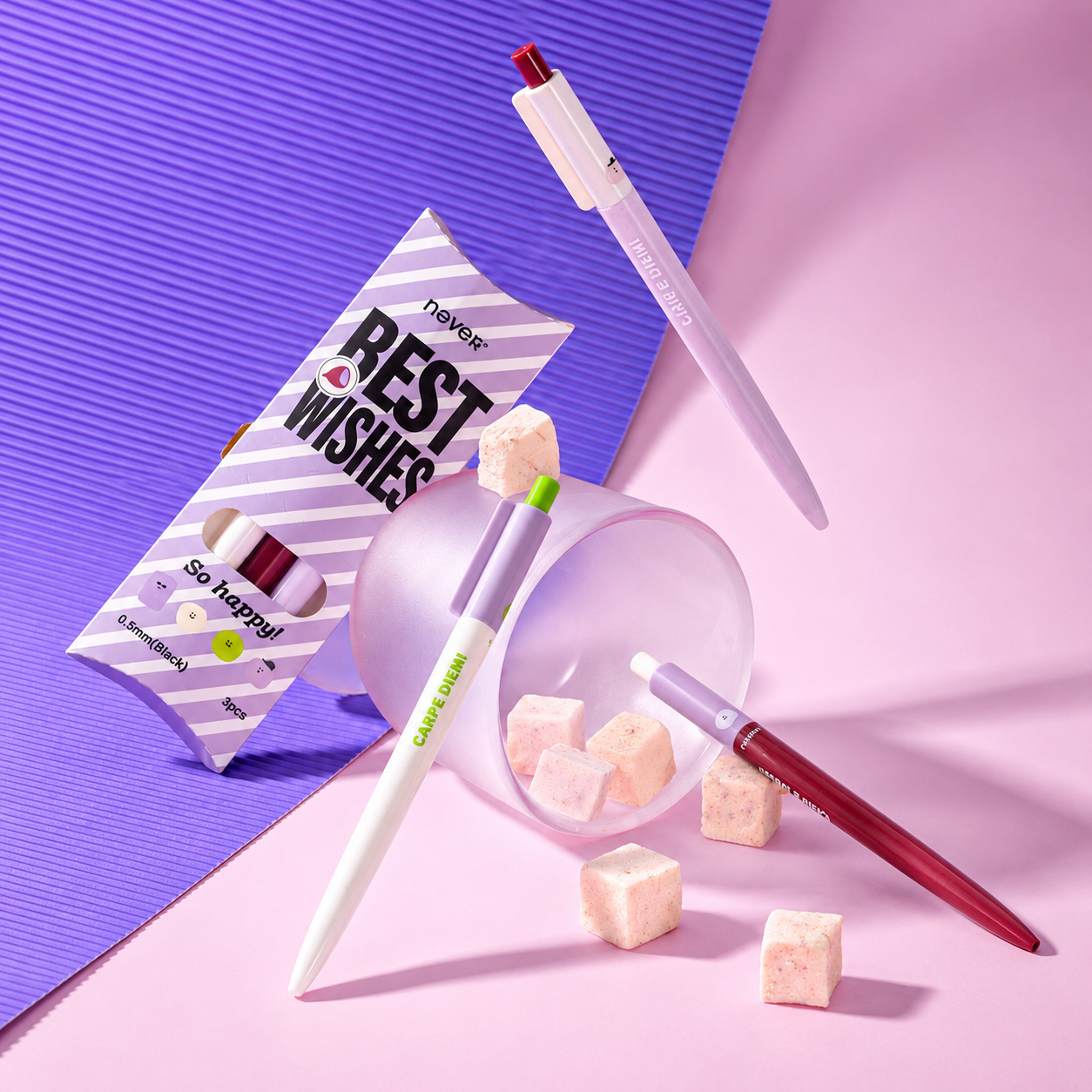 Taro Pie Color-Block Gel Pen Set (3 Pcs)