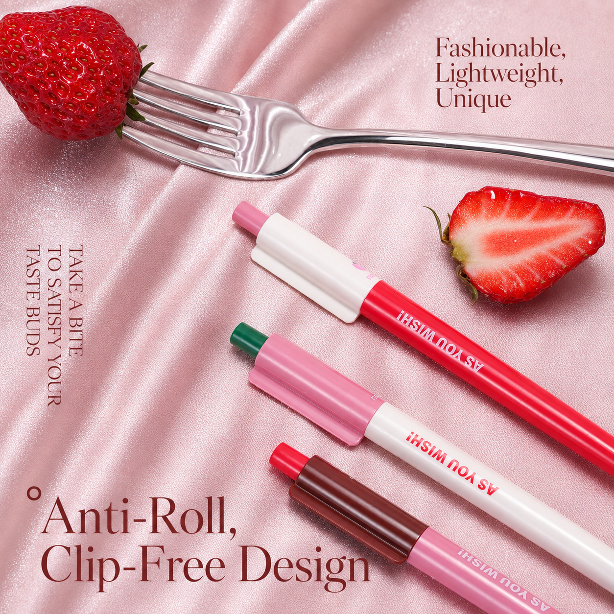 Strawberry Pie Color-Block Gel Pen Set (3 Pcs)