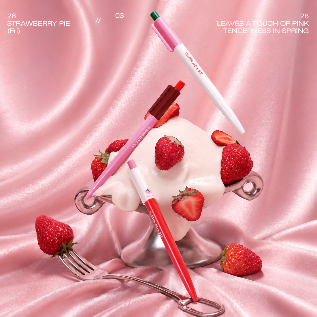 Strawberry Pie Color-Block Gel Pen Set (3 Pcs)
