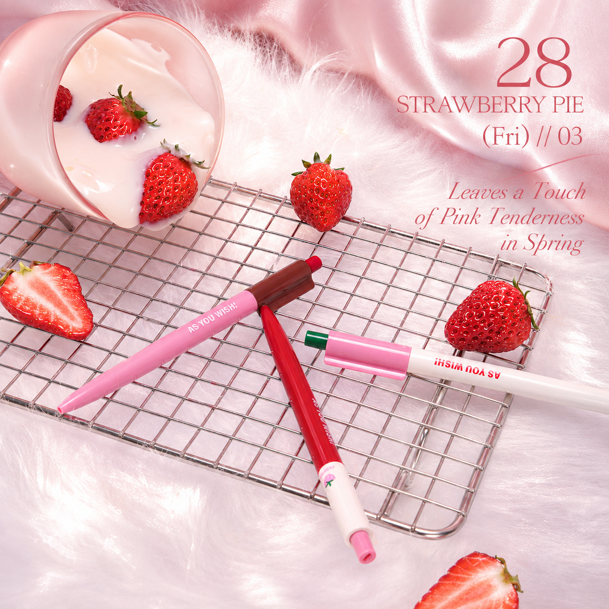 Strawberry Pie Color-Block Gel Pen Set (3 Pcs)