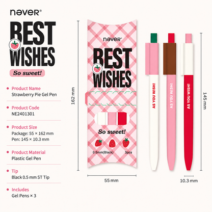 Strawberry Pie Color-Block Gel Pen Set (3 Pcs)