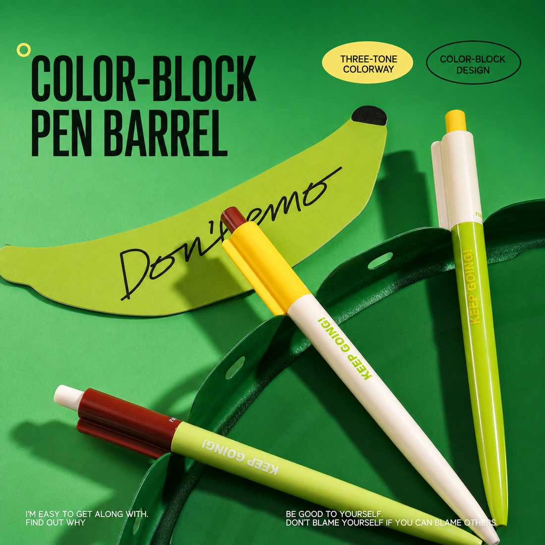 Banana Pie Color-Block Gel Pen Set (3 Pcs)