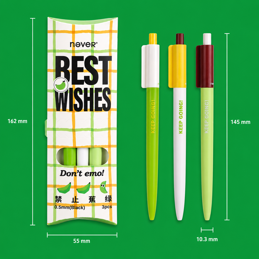 Banana Pie Color-Block Gel Pen Set (3 Pcs)