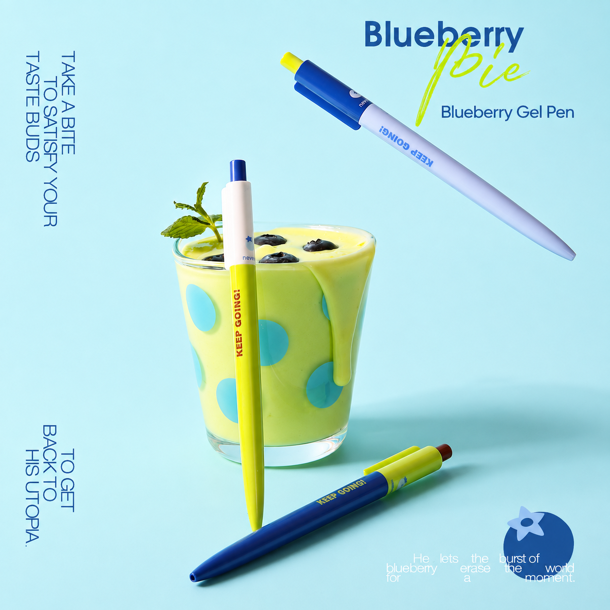 Blueberry Pie Color-Block Gel Pen Set (3 Pcs)
