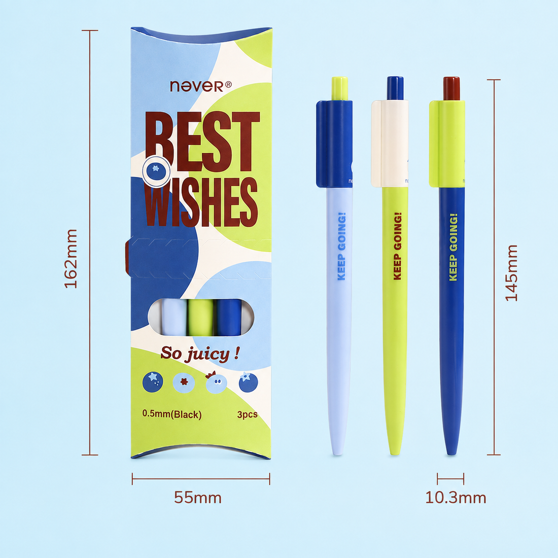 Blueberry Pie Color-Block Gel Pen Set (3 Pcs)