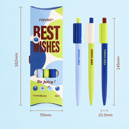 Blueberry Pie Color-Block Gel Pen Set (3 Pcs)