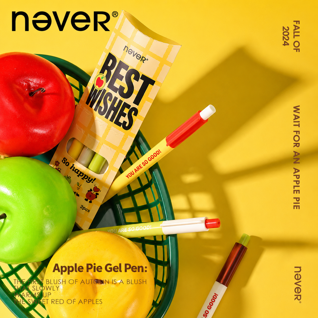 Apple Pie Color-Block Gel Pen Set (3 Pcs)