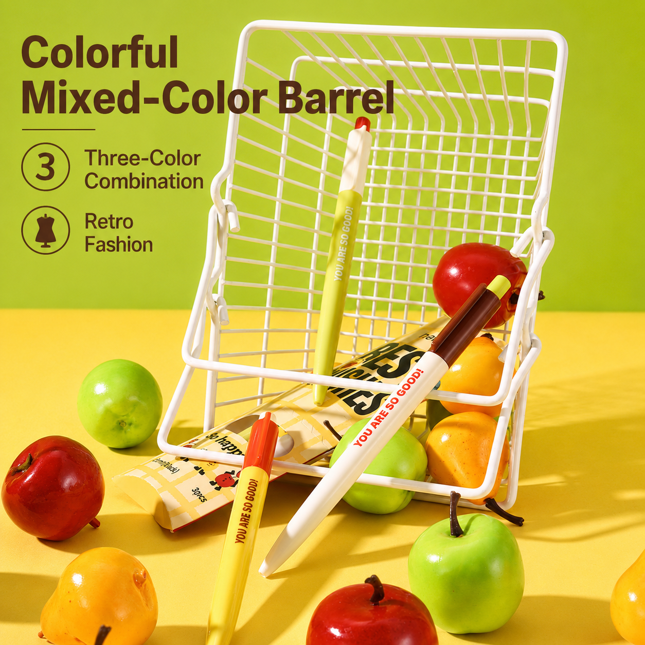 Apple Pie Color-Block Gel Pen Set (3 Pcs)