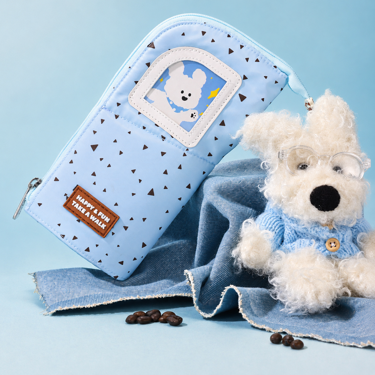 Coffee Puppy Standing Pencil Pouch 2-in-1 Fold-Down Pen by never - main product view for journaling writing tool | Lumiyear