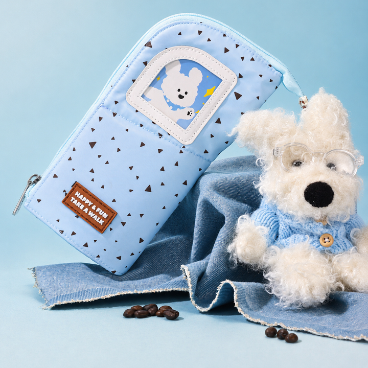 Coffee Puppy Standing Pencil Pouch 2-in-1 Fold-Down Pen by never - main product view for journaling writing tool | Lumiyear